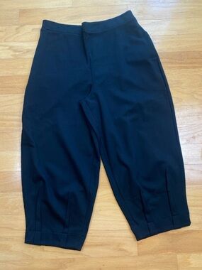 Ozai N Ku Black Ponte Knit Pull On Gecko Tapered Pleated Hem Pants | Women's 2XL